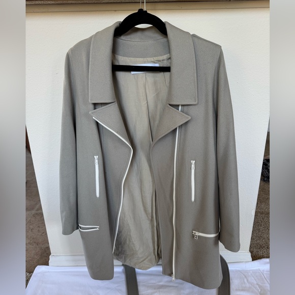 Cacharel 100% wool jacket / coat size 8 gray and white - Picture 2 of 11